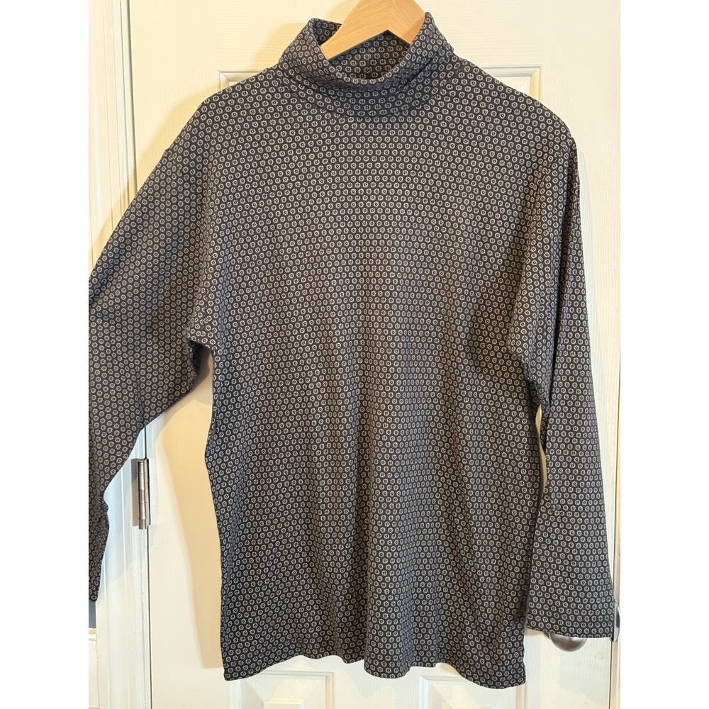Vtg John Rich & Bros Woolrich Floral Black White Turtleneck Women's Size XL